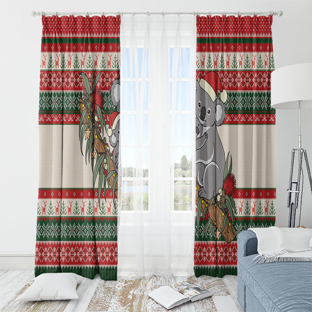 Aussie Koala Mama Christmas Window Curtain Festive Knitted Pattern Inspired