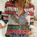 Aussie Koala Mama Christmas Women Casual Shirt Festive Knitted Pattern Inspired