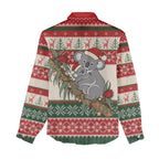 Aussie Koala Mama Christmas Women Casual Shirt Festive Knitted Pattern Inspired