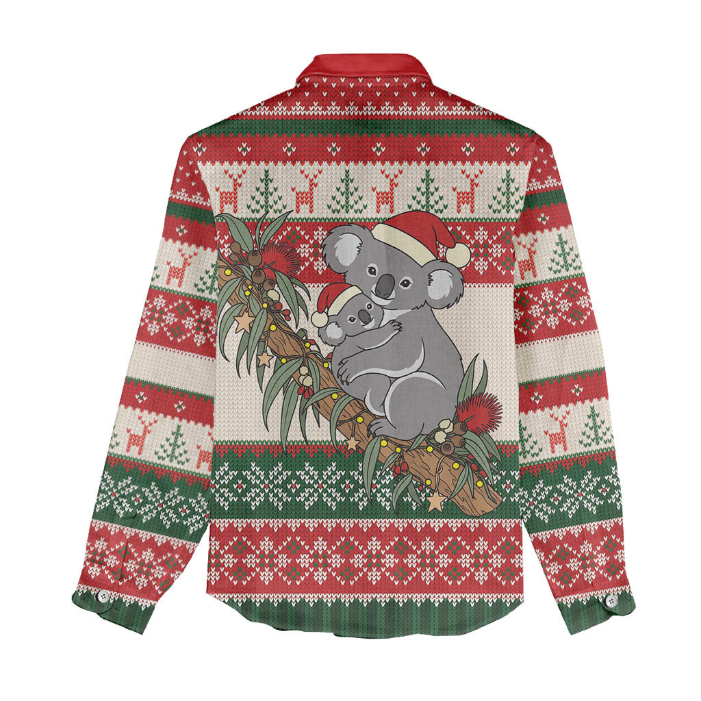 Aussie Koala Mama Christmas Women Casual Shirt Festive Knitted Pattern Inspired