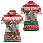 Aussie Koala Mama Christmas Women Polo Shirt Festive Knitted Pattern Inspired