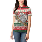Aussie Koala Mama Christmas Women Polo Shirt Festive Knitted Pattern Inspired