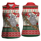 Aussie Koala Mama Christmas Women Sleeveless Polo Shirt Festive Knitted Pattern Inspired