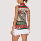 Aussie Koala Mama Christmas Women Sleeveless Polo Shirt Festive Knitted Pattern Inspired