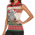 Aussie Koala Mama Christmas Women Sleeveless Polo Shirt Festive Knitted Pattern Inspired