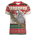 Aussie Koala Mama Christmas Women V-Neck T-Shirt Festive Knitted Pattern Inspired