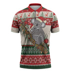 Aussie Koala Mama Christmas Zipper Polo Shirt Festive Knitted Pattern Inspired