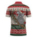 Aussie Koala Mama Christmas Zipper Polo Shirt Festive Knitted Pattern Inspired