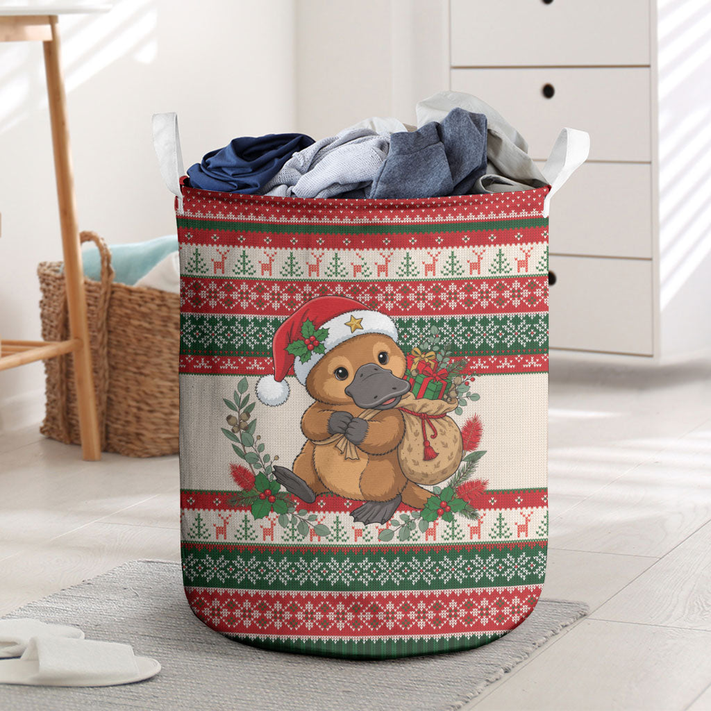 Aussie Platypus Christmas Laundry Basket Festive Knitted Pattern Inspired