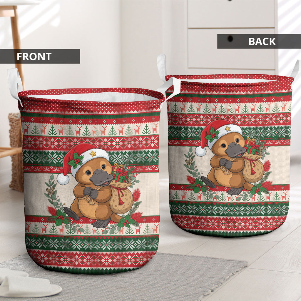 Aussie Platypus Christmas Laundry Basket Festive Knitted Pattern Inspired