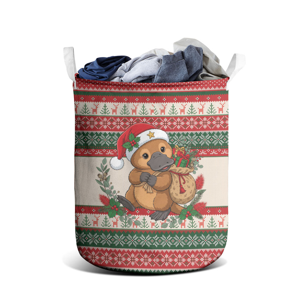 Aussie Platypus Christmas Laundry Basket Festive Knitted Pattern Inspired
