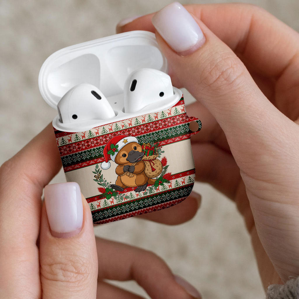Aussie Platypus Christmas AirPods Case Festive Knitted Pattern Inspired