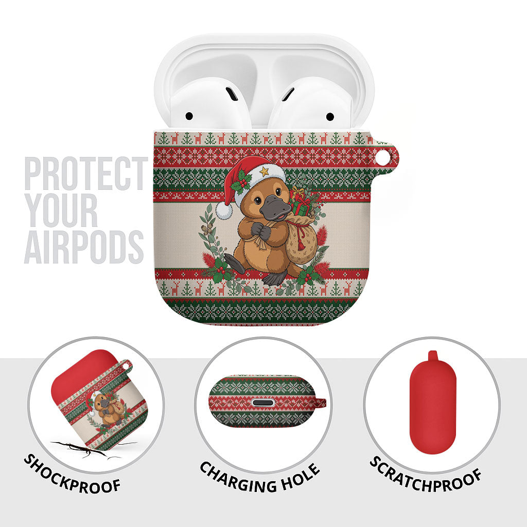 Aussie Platypus Christmas AirPods Case Festive Knitted Pattern Inspired