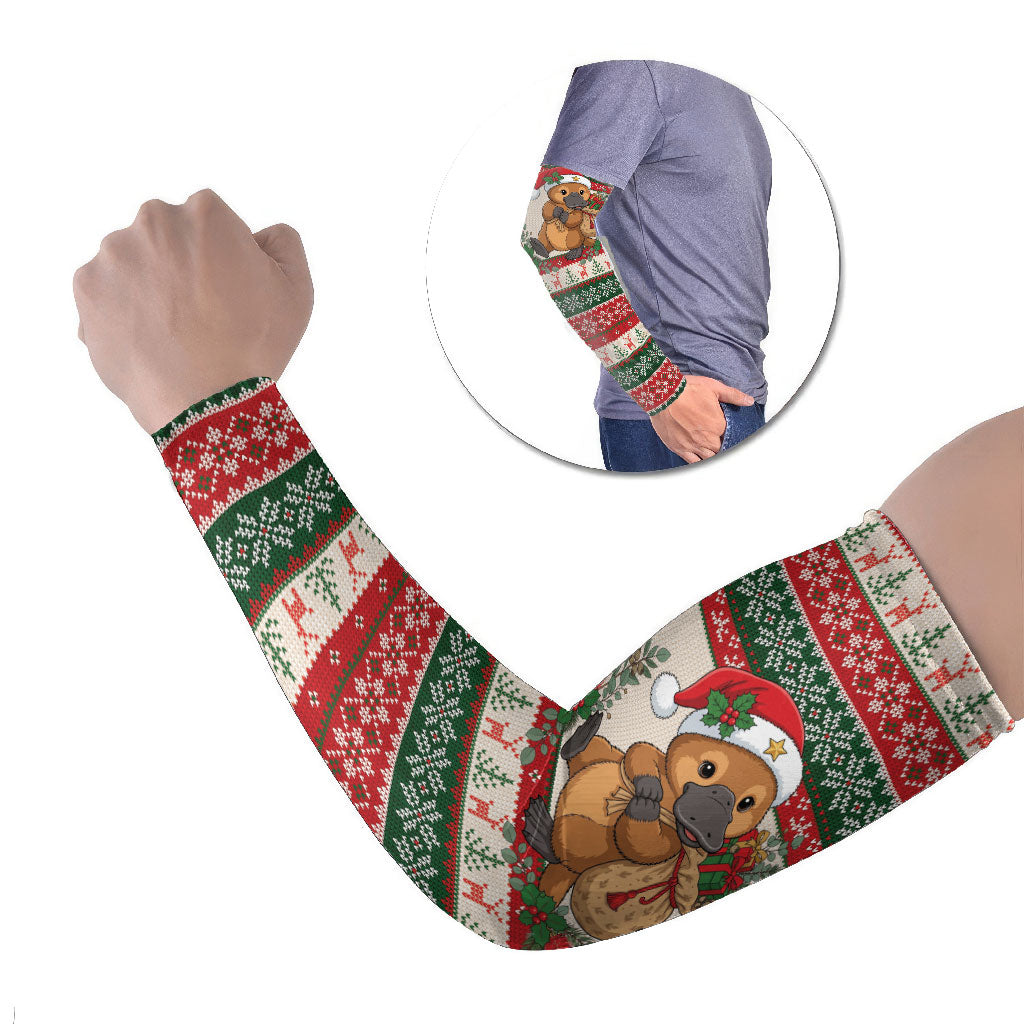 Aussie Platypus Christmas Arm Sleeves Festive Knitted Pattern Inspired