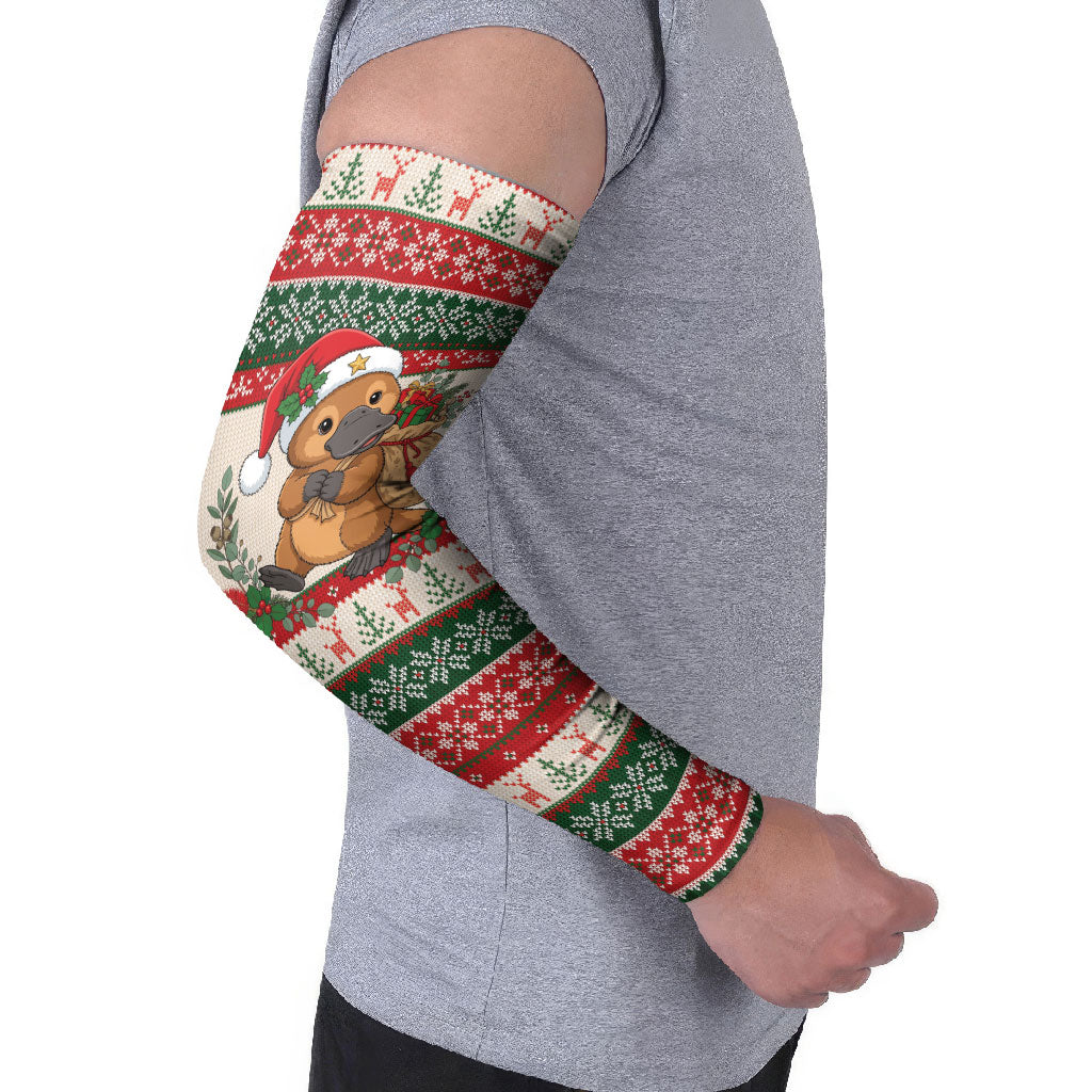 Aussie Platypus Christmas Arm Sleeves Festive Knitted Pattern Inspired