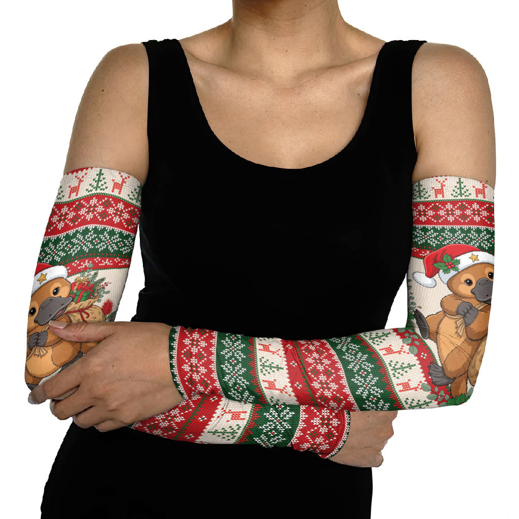 Aussie Platypus Christmas Arm Sleeves Festive Knitted Pattern Inspired