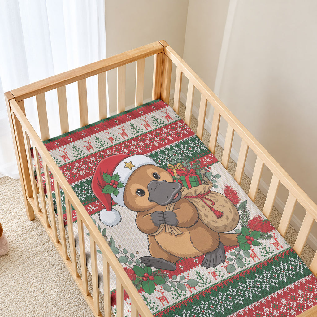 Aussie Platypus Christmas Baby Bed Cover Festive Knitted Pattern Inspired