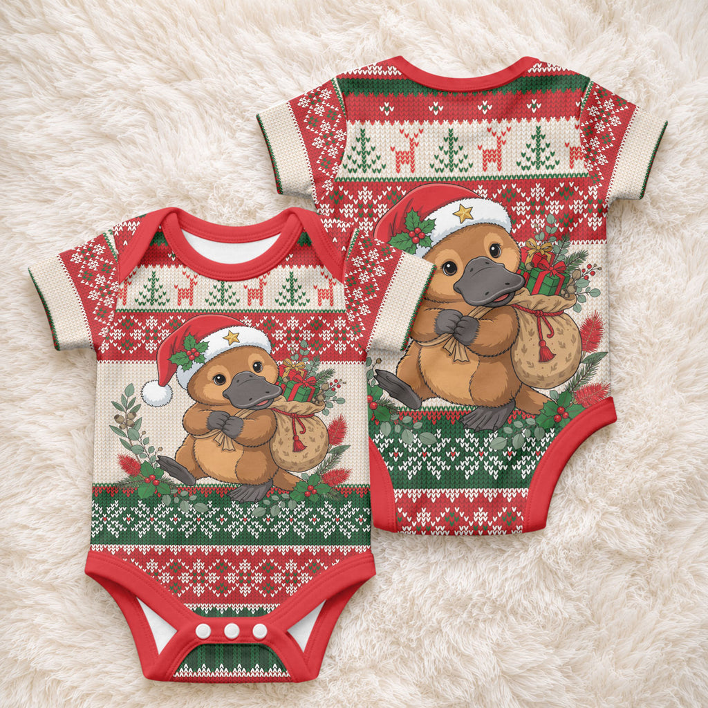 Aussie Platypus Christmas Baby Onesie Festive Knitted Pattern Inspired