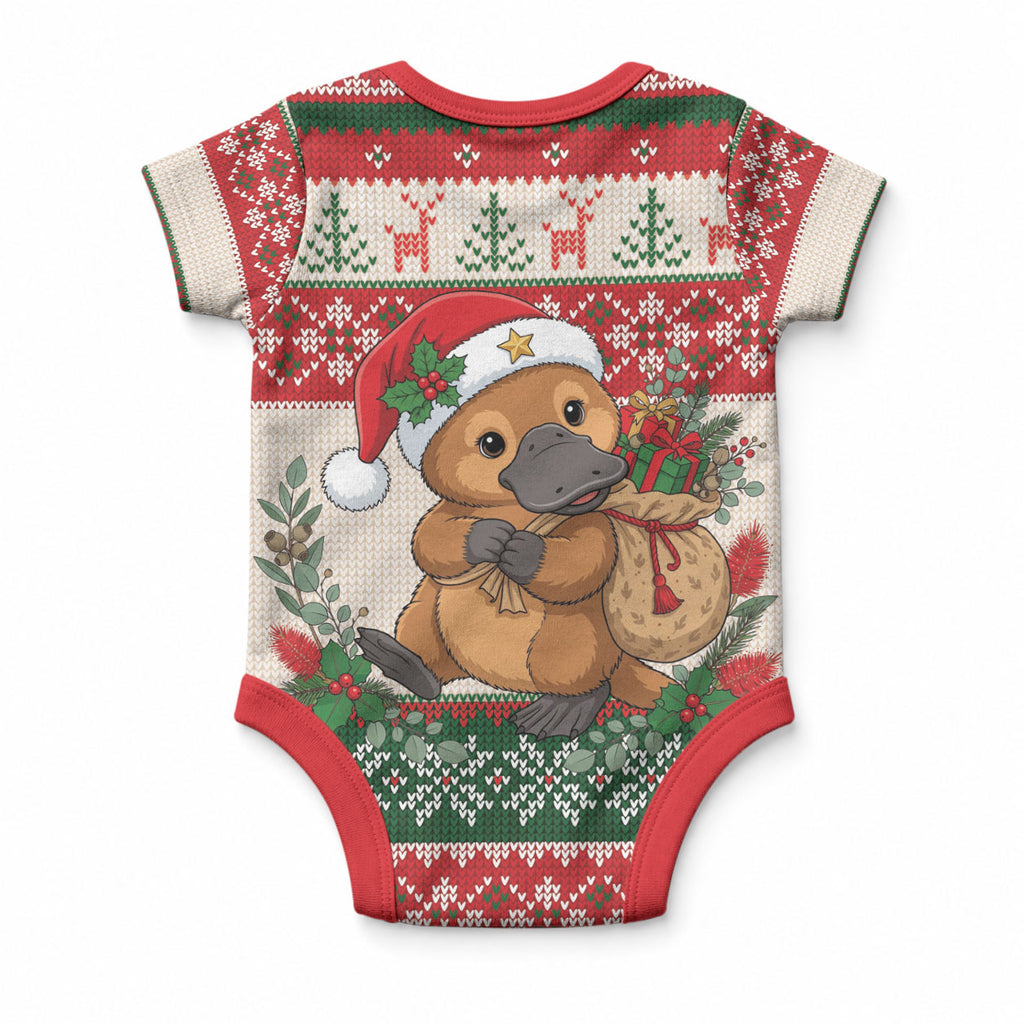 Aussie Platypus Christmas Baby Onesie Festive Knitted Pattern Inspired