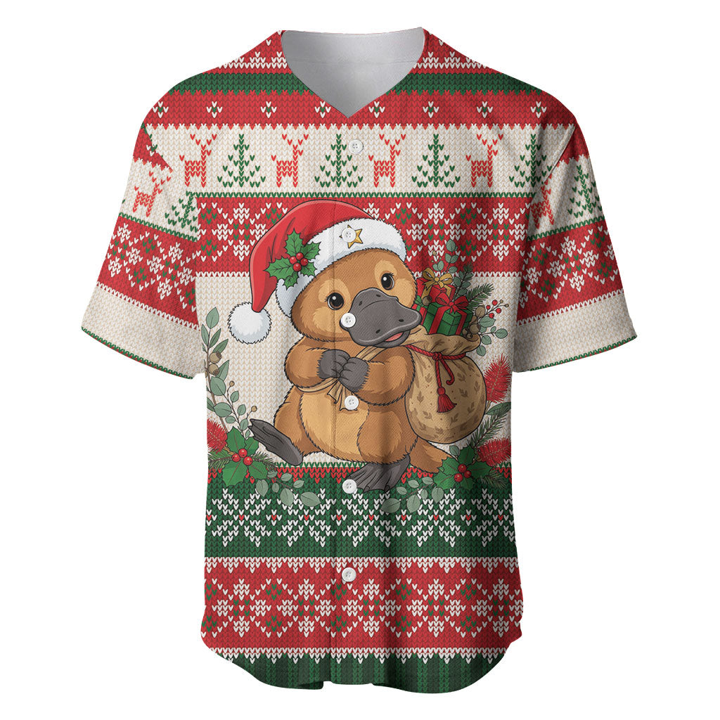 Aussie Platypus Christmas Baseball Jersey Festive Knitted Pattern Inspired