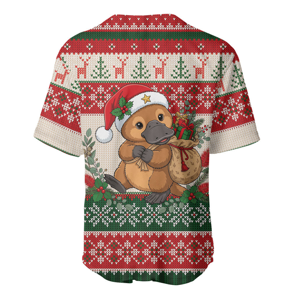 Aussie Platypus Christmas Baseball Jersey Festive Knitted Pattern Inspired
