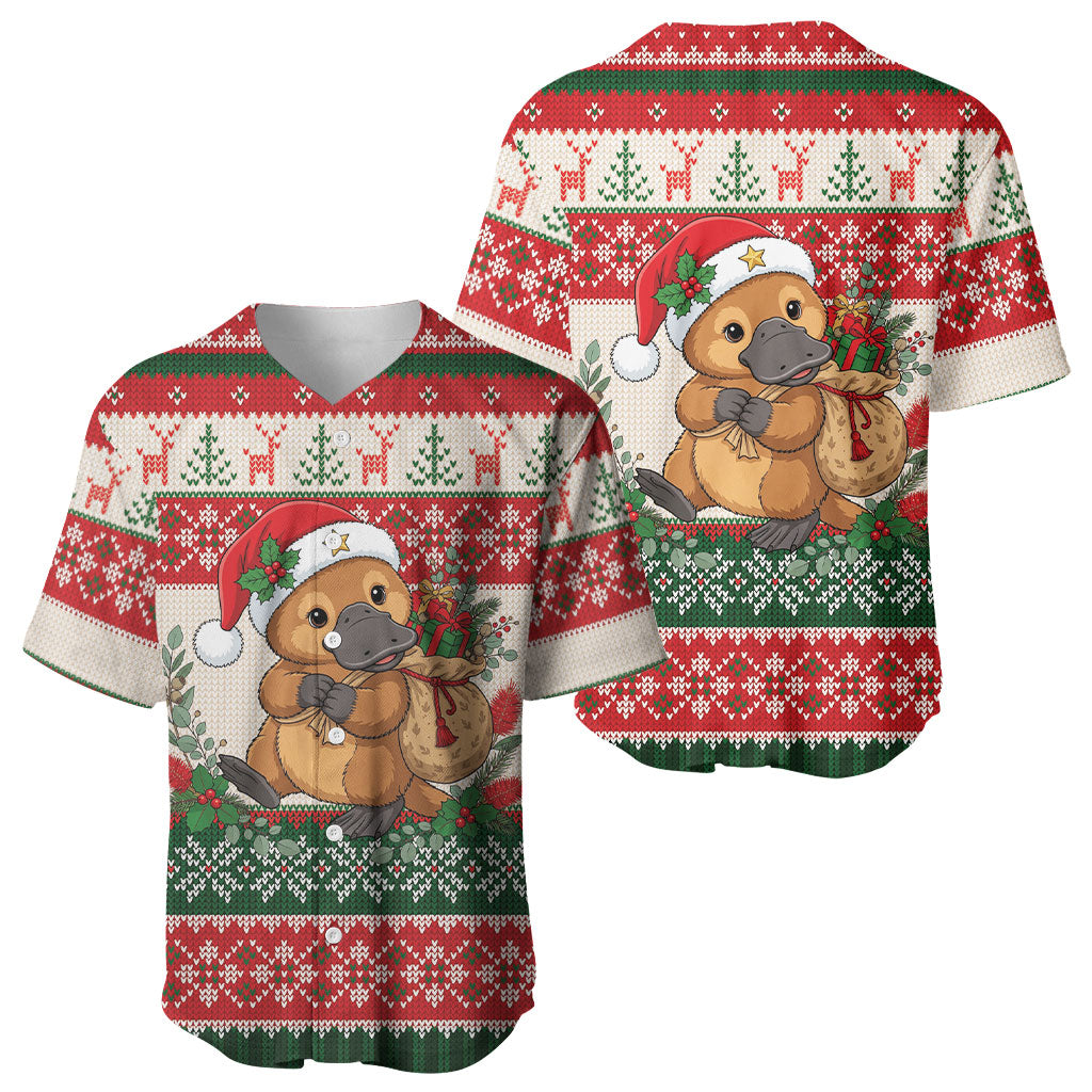 Aussie Platypus Christmas Baseball Jersey Festive Knitted Pattern Inspired