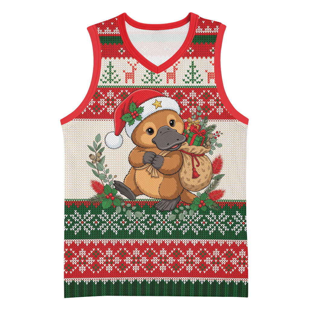 Aussie Platypus Christmas Basketball Jersey Festive Knitted Pattern Inspired