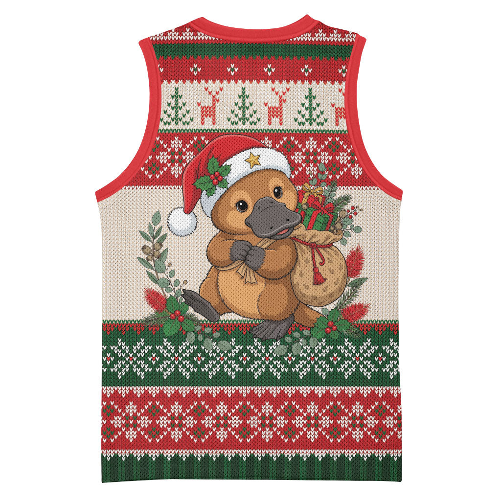 Aussie Platypus Christmas Basketball Jersey Festive Knitted Pattern Inspired