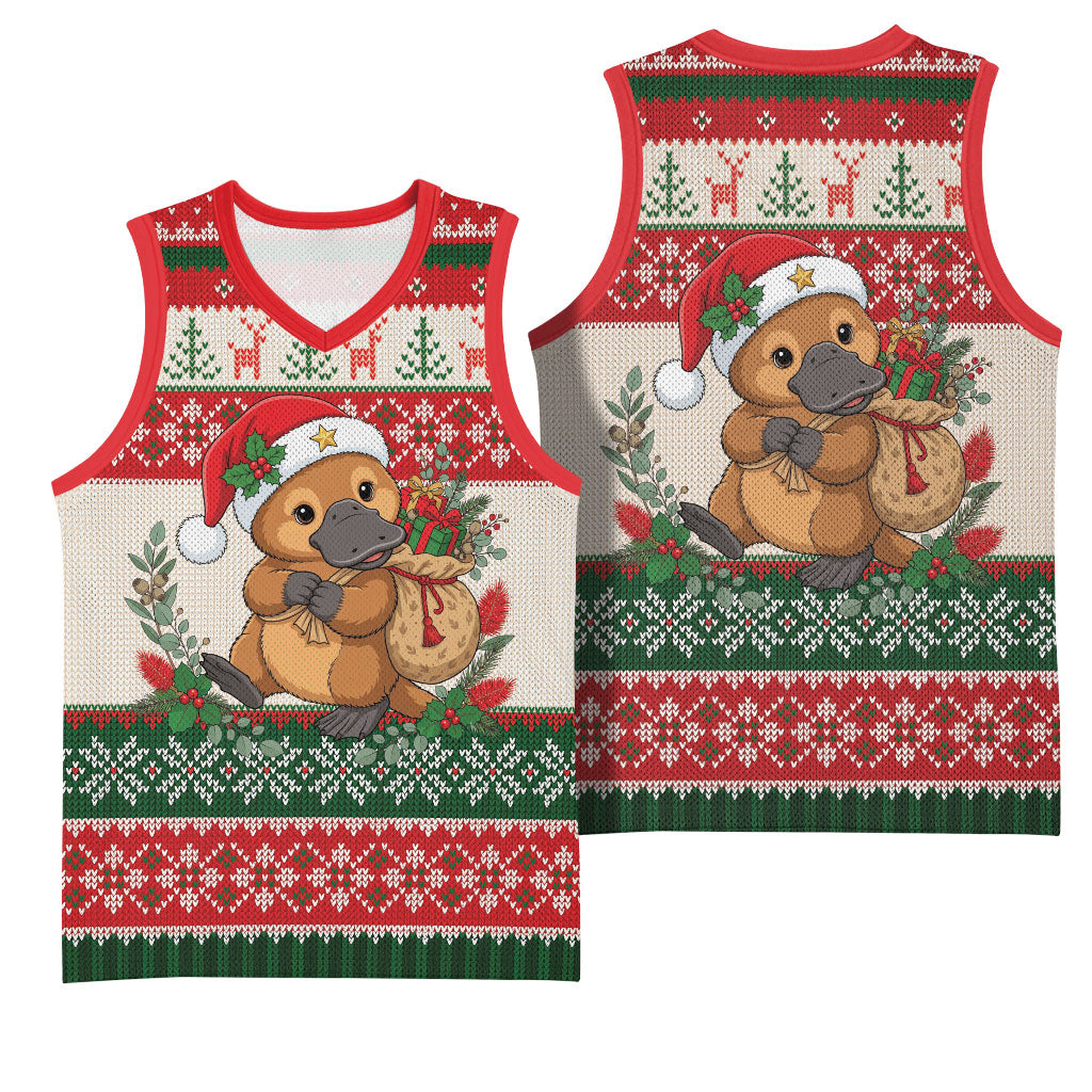 Aussie Platypus Christmas Basketball Jersey Festive Knitted Pattern Inspired