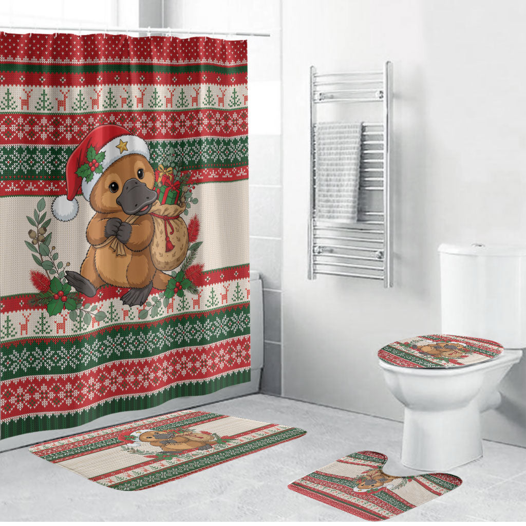 Aussie Platypus Christmas Bathroom Set Festive Knitted Pattern Inspired
