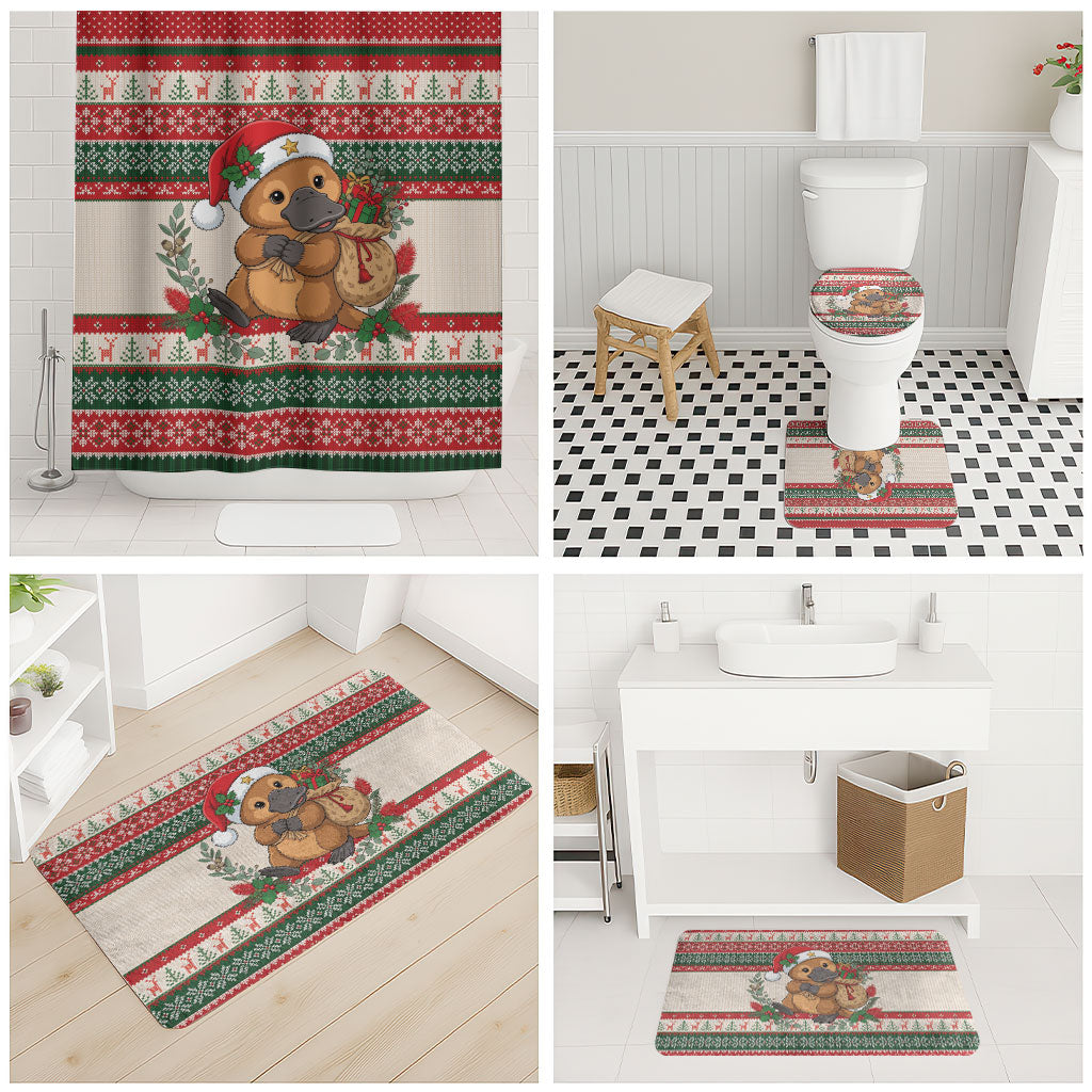 Aussie Platypus Christmas Bathroom Set Festive Knitted Pattern Inspired