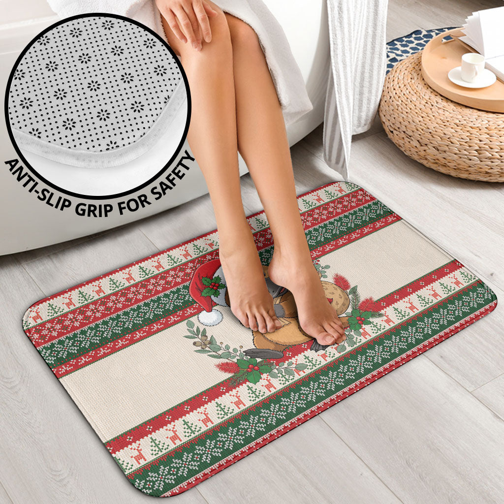 Aussie Platypus Christmas Bathroom Set Festive Knitted Pattern Inspired