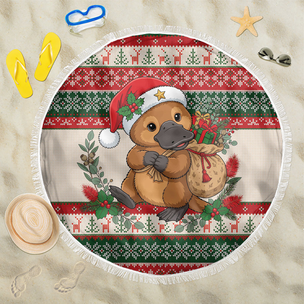 Aussie Platypus Christmas Beach Blanket Festive Knitted Pattern Inspired