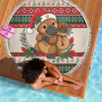 Aussie Platypus Christmas Beach Blanket Festive Knitted Pattern Inspired
