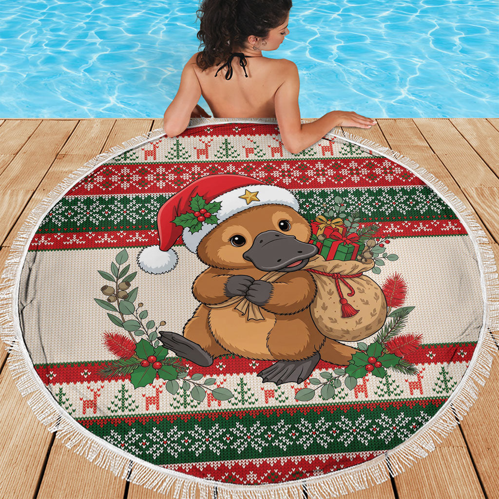 Aussie Platypus Christmas Beach Blanket Festive Knitted Pattern Inspired