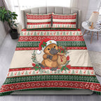 Aussie Platypus Christmas Bedding Set Festive Knitted Pattern Inspired
