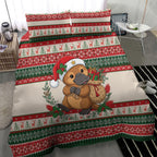 Aussie Platypus Christmas Bedding Set Festive Knitted Pattern Inspired