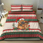 Aussie Platypus Christmas Bedding Set Festive Knitted Pattern Inspired