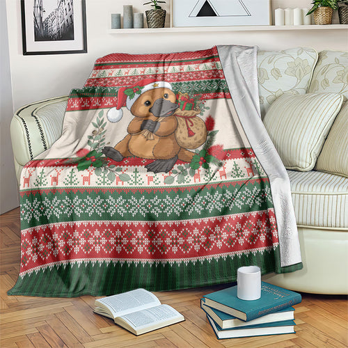 Aussie Platypus Christmas Blanket Festive Knitted Pattern Inspired