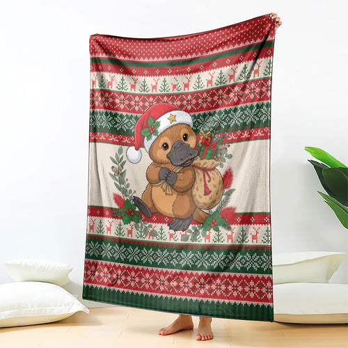 Aussie Platypus Christmas Blanket Festive Knitted Pattern Inspired