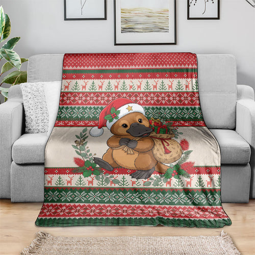 Aussie Platypus Christmas Blanket Festive Knitted Pattern Inspired
