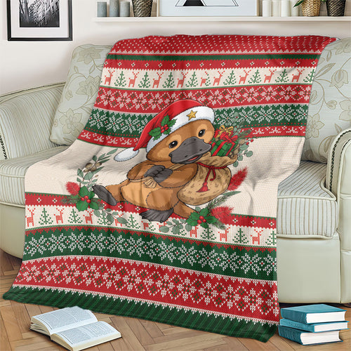 Aussie Platypus Christmas Blanket Festive Knitted Pattern Inspired