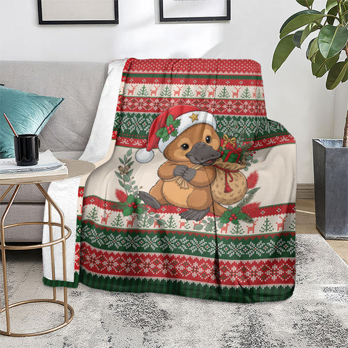 Aussie Platypus Christmas Blanket Festive Knitted Pattern Inspired