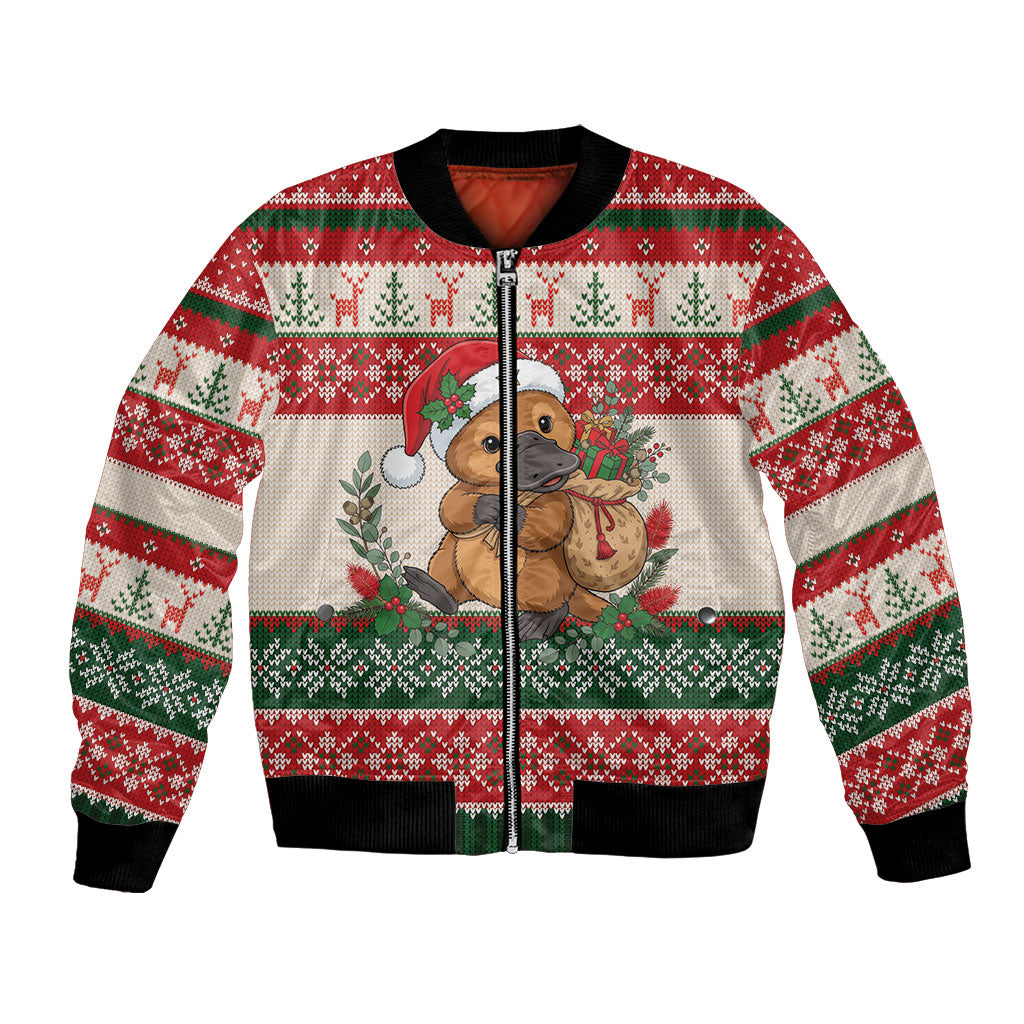 Aussie Platypus Christmas Bomber Jacket Festive Knitted Pattern Inspired