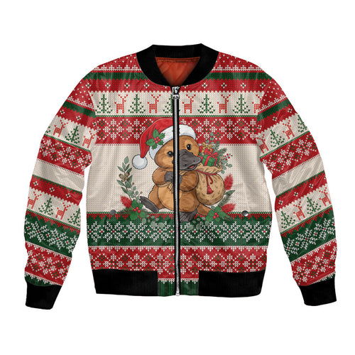 Aussie Platypus Christmas Bomber Jacket Festive Knitted Pattern Inspired
