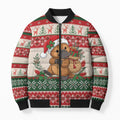 Aussie Platypus Christmas Bomber Puffer Jacket Festive Knitted Pattern Inspired