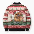 Aussie Platypus Christmas Bomber Puffer Jacket Festive Knitted Pattern Inspired