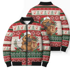 Aussie Platypus Christmas Bomber Puffer Jacket Festive Knitted Pattern Inspired
