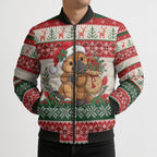 Aussie Platypus Christmas Bomber Puffer Jacket Festive Knitted Pattern Inspired