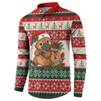 Aussie Platypus Christmas Button Sweatshirt Festive Knitted Pattern Inspired